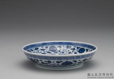 图片[3]-Dish with Indian lotus scrolls in underglaze blue, Qing dynasty, Qianlong reign (1736-1795)-China Archive